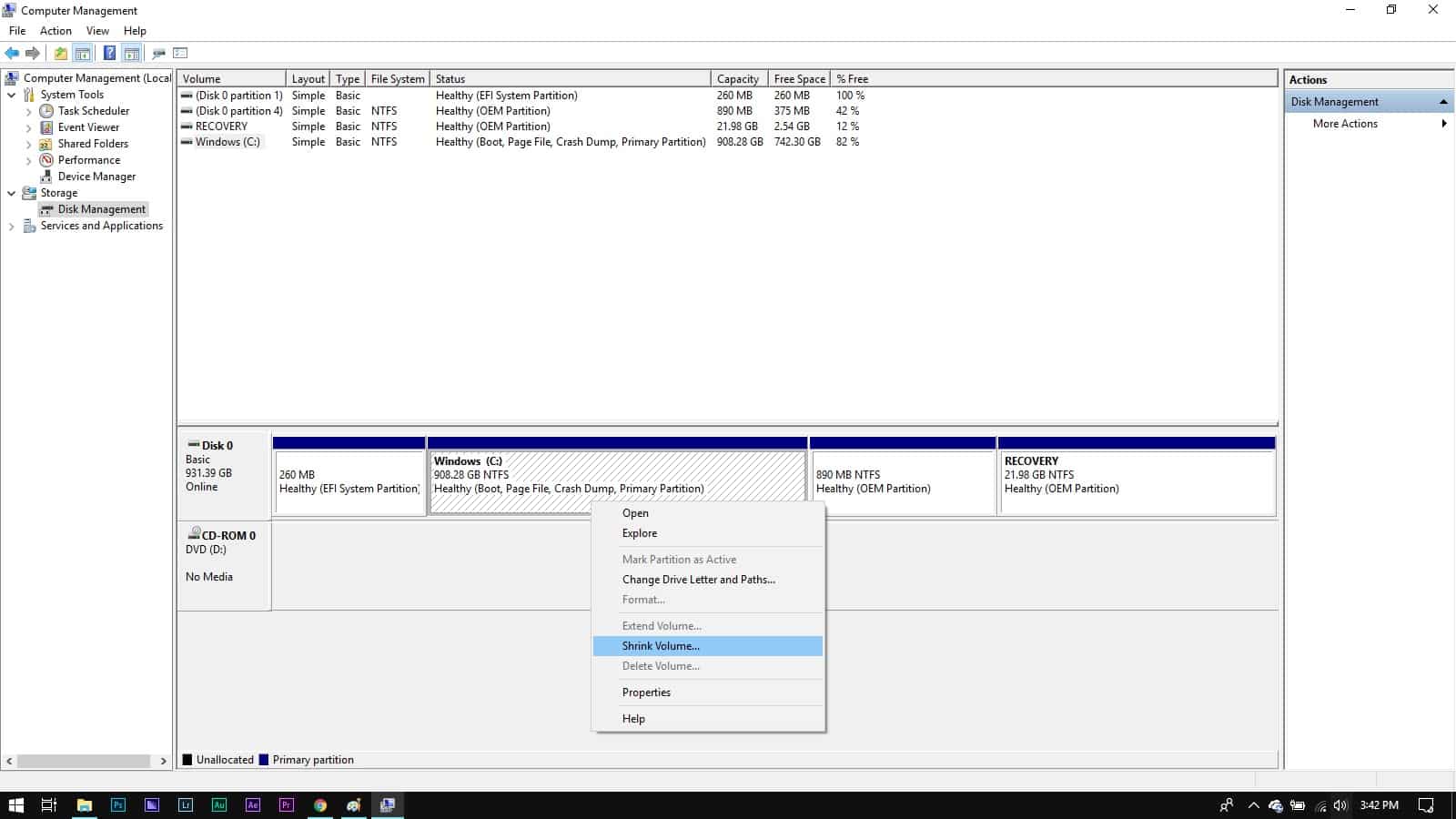 How To Partition A Hard Drive In Windows 10 [Free, No Software Required]