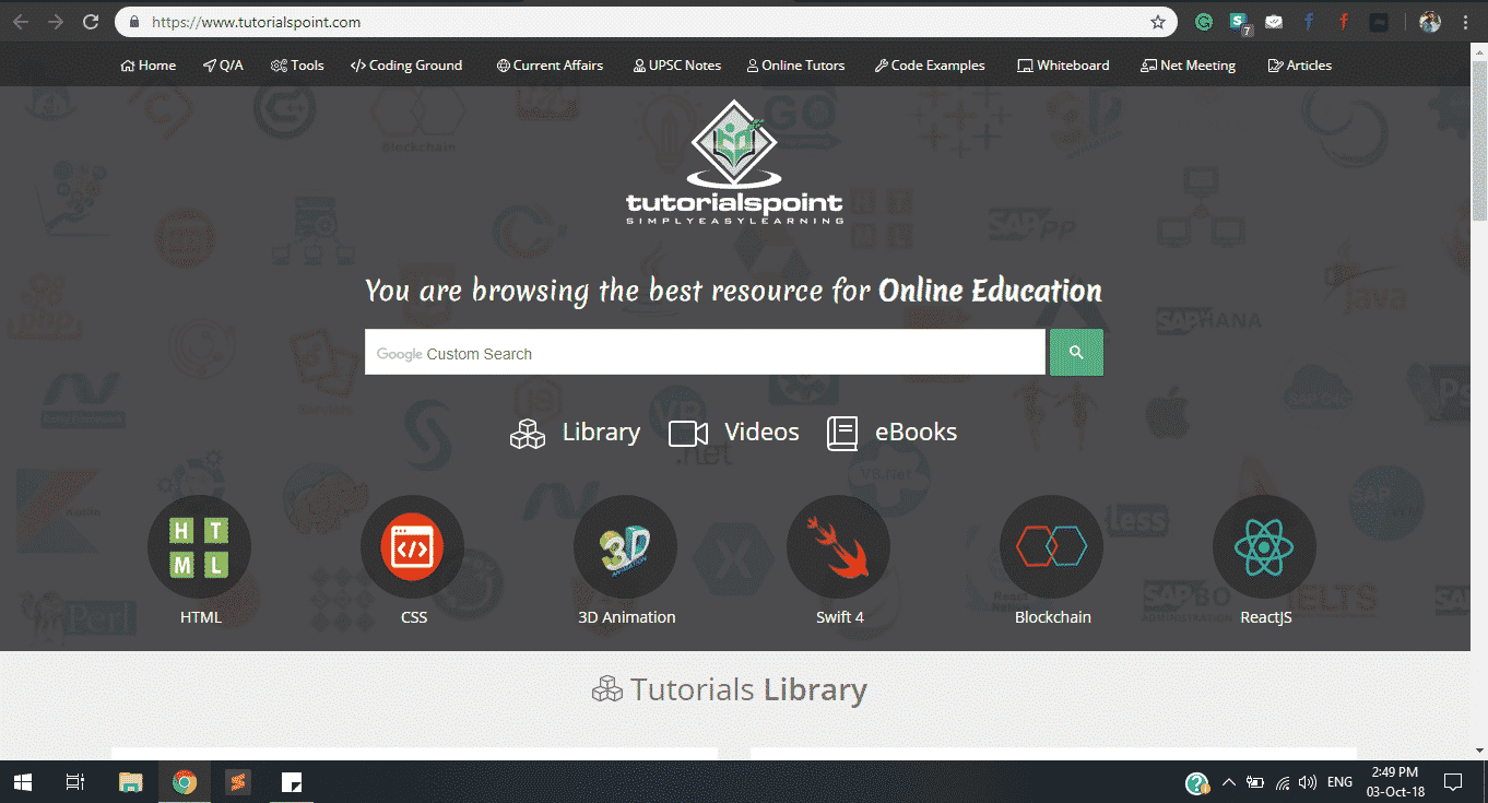 tutorialpoint website