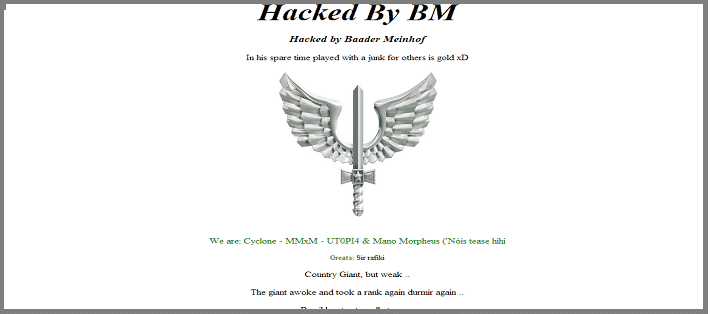 17 Military websites of brazil hacked and defaced by Anonymous hacker ‘Baader Meinhof’.