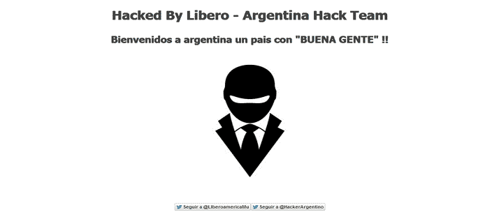 Several Government websites of Argentina hacked and defaced by ‘Libero’, from Argentina Hack Team