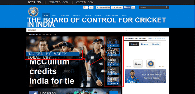 Official website of The Board Of Control For Cricket In India (BCCI) hacked and defaced by Bangladeshi hackers.