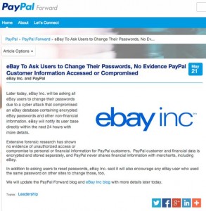 eBay confirms security breach. Users asked to change passwords