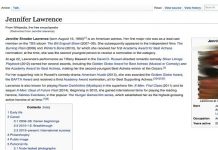 Jennifer Lawrence's Wikipedia Page Defaced to Show 'au naturel' Pic