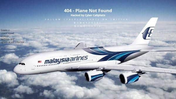 Lizard Squad and Islamic State Hackers 'Cyber Caliphate' hack Malaysian Airlines website
