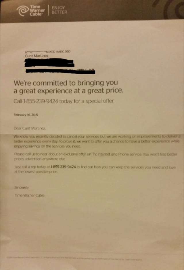 Now Time Warner Cable takes example of Comcast and calls customer a Cu t - 60