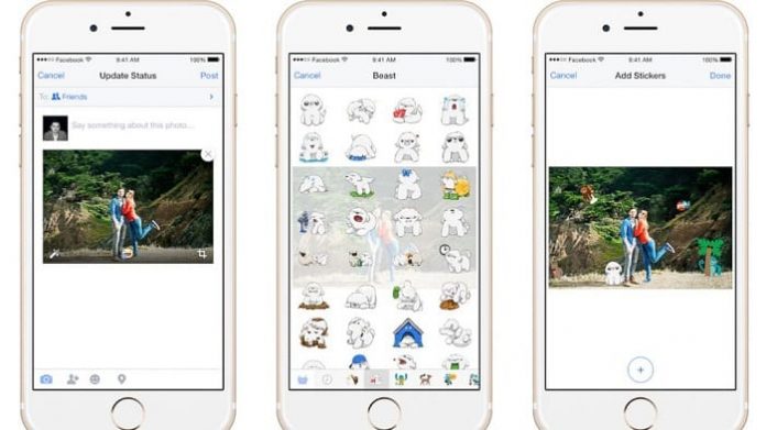 Facebook allows users to add stickers to their images from their smartphone Facebook App