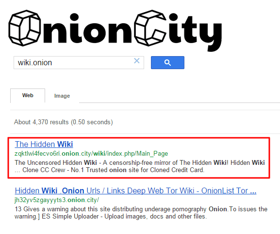 Tor search engine link