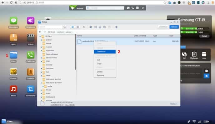 AirDroid App lets to transfer file between PC and Android phone with WIFI connectivity