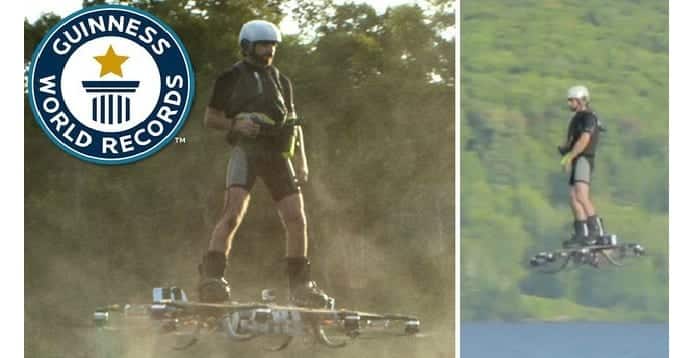 Canadian man invents Hoverboard and sets a new Guinness world record for the flight