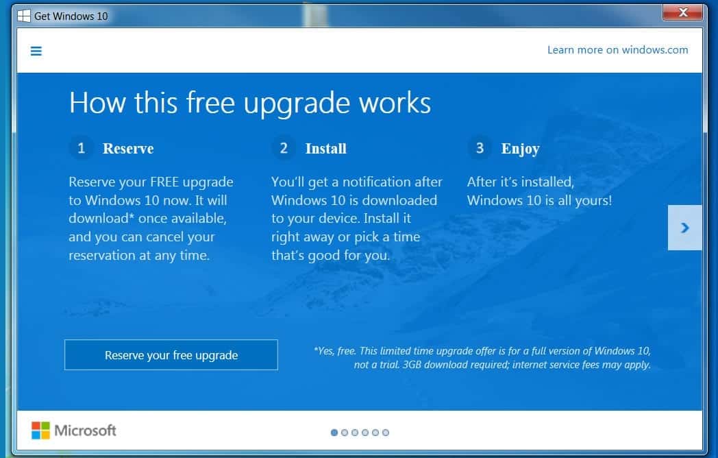 Microsoft Windows 7 and 8 users receiving prompts to upgrade to Windows 10