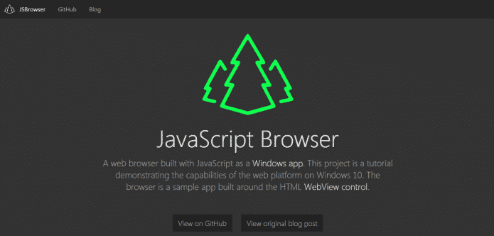 'JavaScript Browser' Microsoft's open-source Browser using HTML, JS and CSS