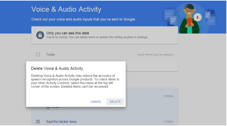 This is how to delete your voice recordings stored by OK Google tool and Google Voice Search