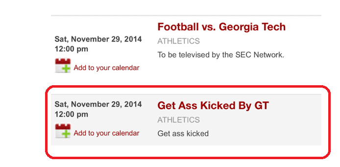 Hacker reveals why he hacked UGA calendar and wrote “Get Ass Kicked by GT”