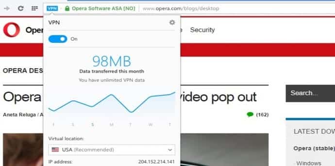 Opera Introduces Free Unlimited VPN Feature In Its Web Browser