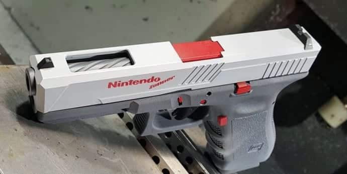 A real Glock gun turned into a clone of the Nintendo 'Duck Hunt' zapper