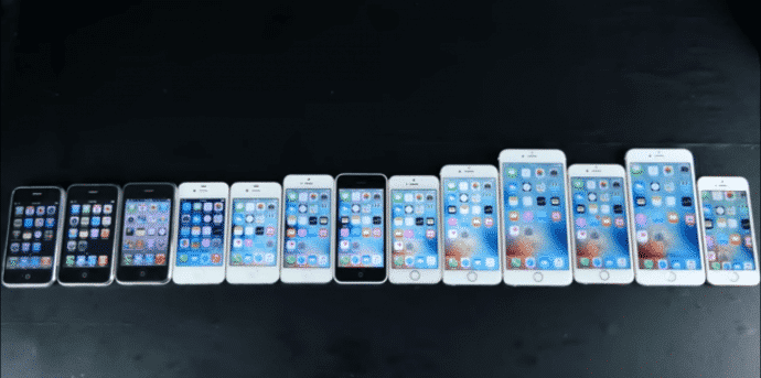 All iPhones right from iPhone 2G to iPhone SE compared simultaneously