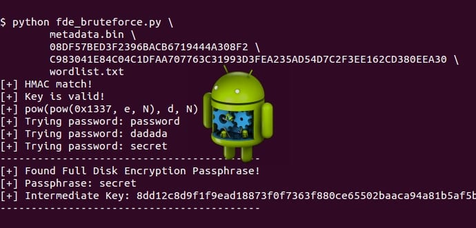 Step by step guide to crack Android full disk encryption