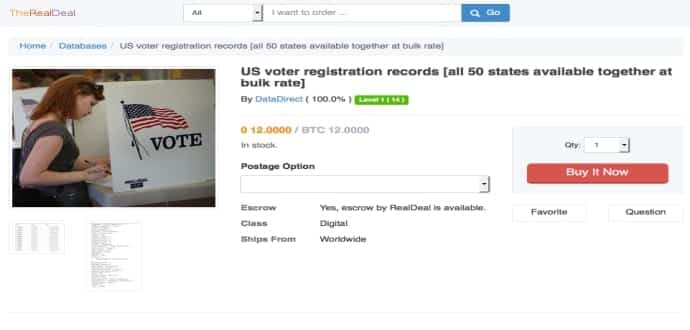 Database Of All US Voters Available For Sale At $7,800 On The Dark Web