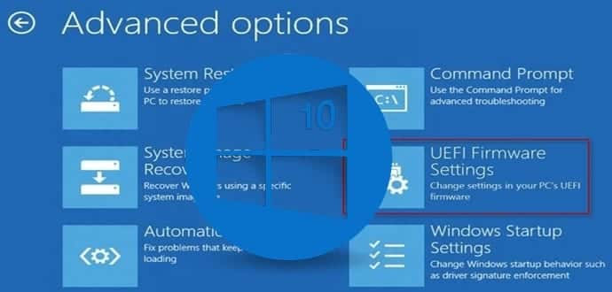 How to access BIOS settings using advanced Windows 10 options