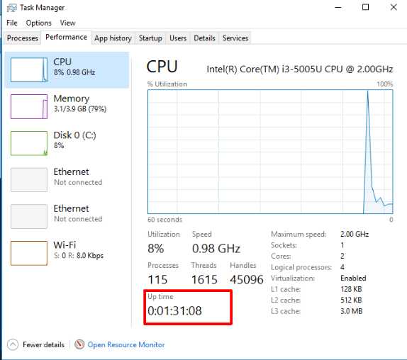 Check out your Windows/Linux PC installation date using command line and uptime using task manager