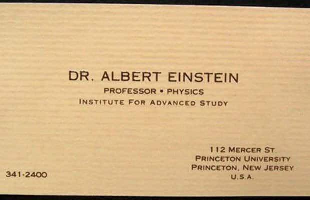 albert einstein's business card
