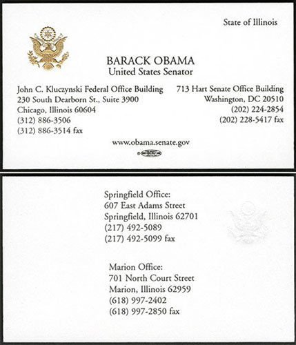 barack obama's business card