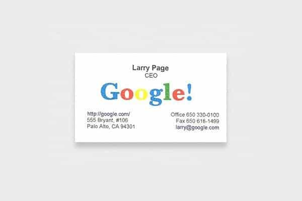 larry page's business card