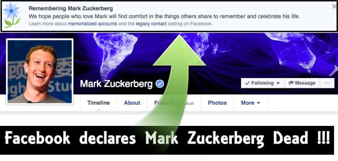 Facebook Declares Mark Zuckerberg And Millions Of User Dead