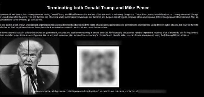 Darknet website fundraiser for Trump-Pence assassination uncovered