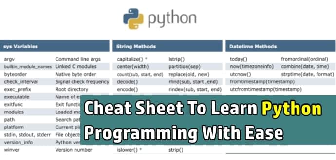 Learn Python with this cheat sheet, download Now!!!