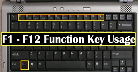 Function keys (F1 to F12) in windows | shortcut keys, its uses