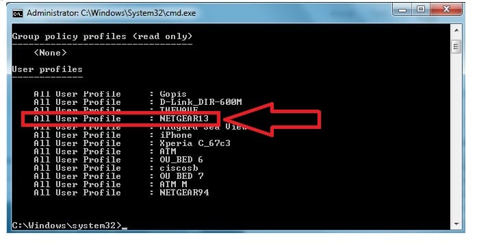 how to know wifi password on windows 10 cmd