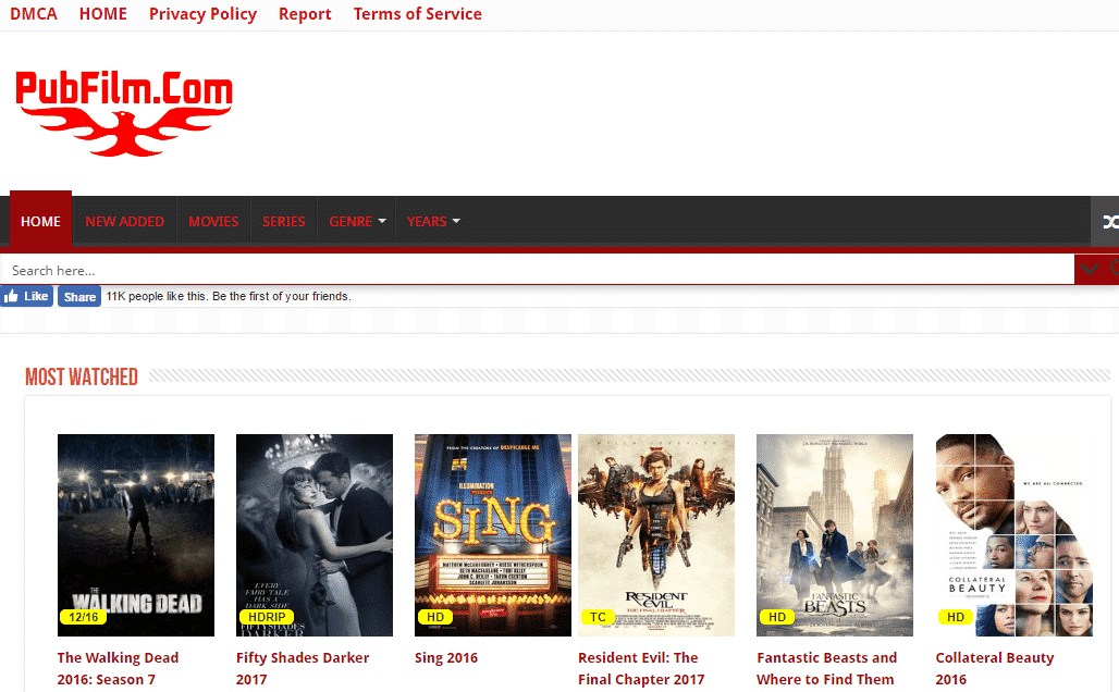 Movie Streaming WebSite Pubfilm Loses its Pubfilm.COM Domain, Advertises New Pubfilm.AC On Adsense and Facebook