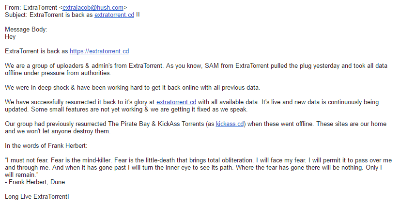 ExtraTorrent Is Back  Resurrected By Ex Admin And Uploaders As ExtraTorrent cd   TechWorm - 8