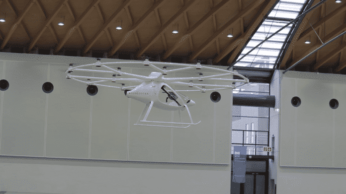 Intel shows off a battery operated flying car Volocopter at CES 2018