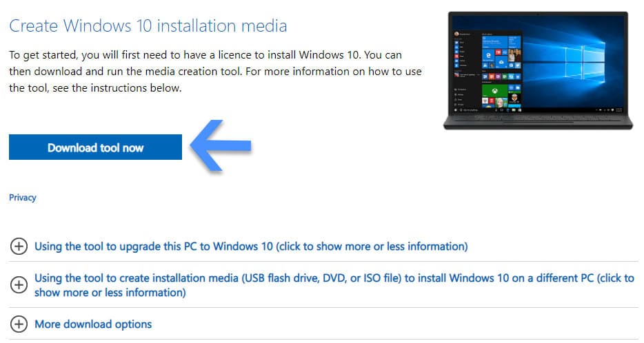 Windows 10 Download tool