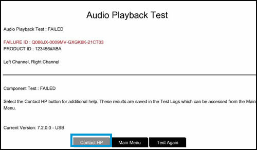 HP Audio Playback error code