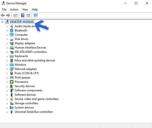 Select Desktop in Device Manager