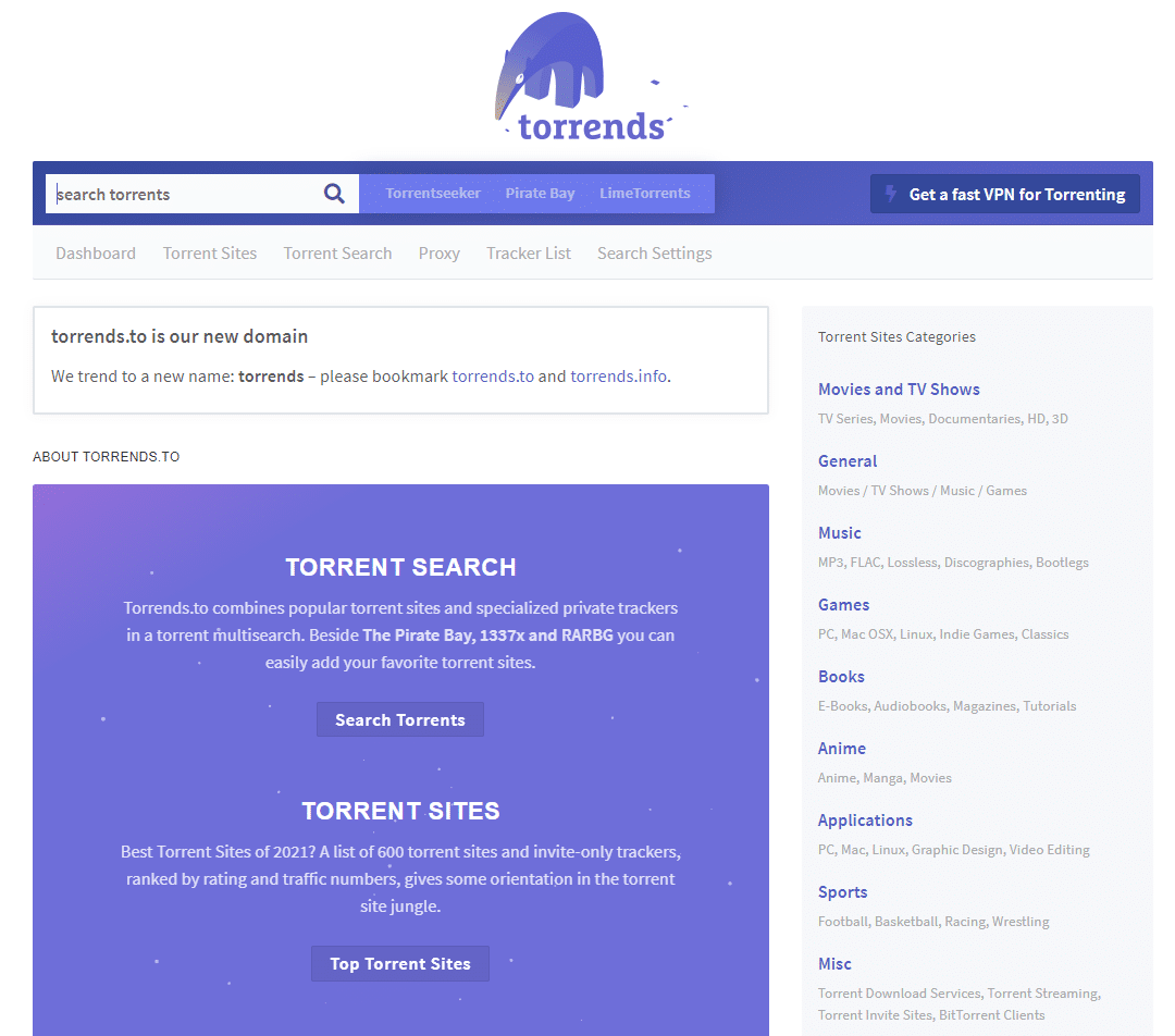 torrends - torrent search engine