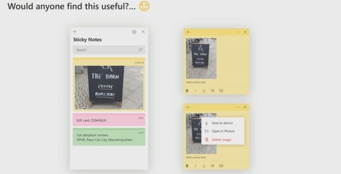 Microsoft’s Sticky Notes To Add Support For Images