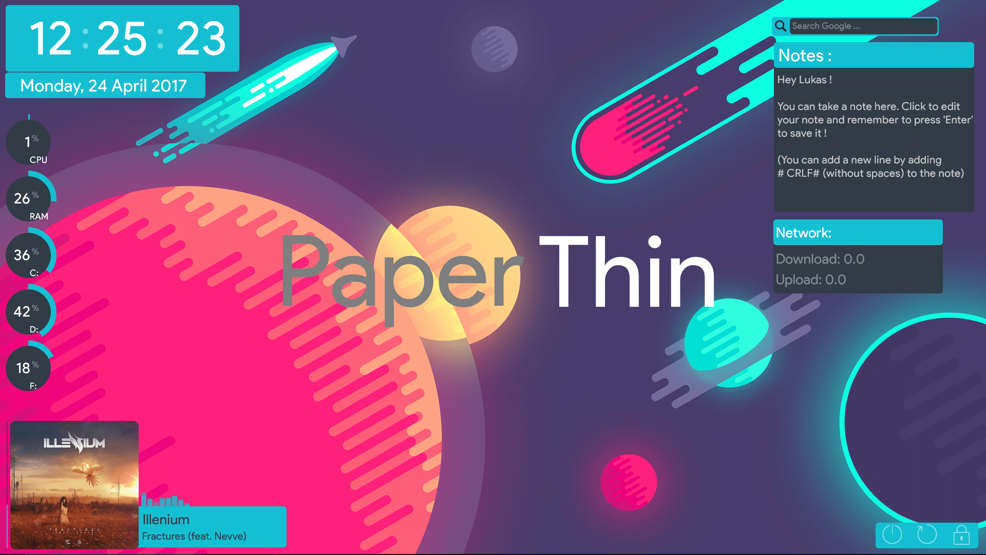 paperthin rainmeter skin