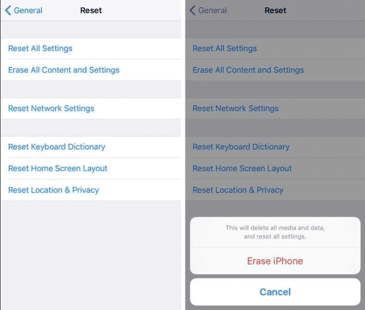 factory reset iphone and ipad