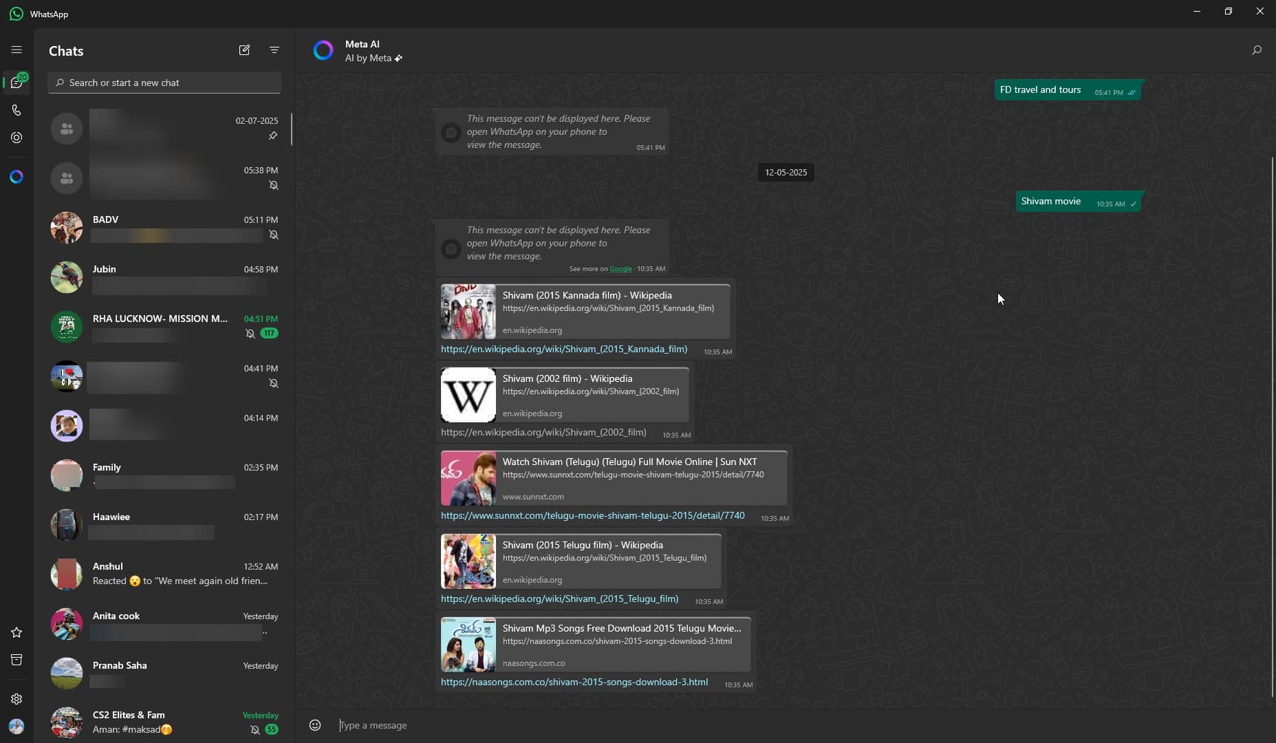 WhatsApp for Web app for Windows 11