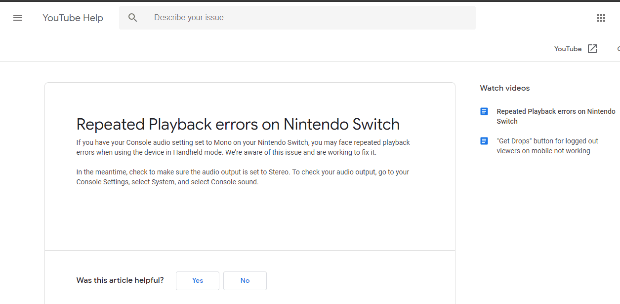 youtube playback error