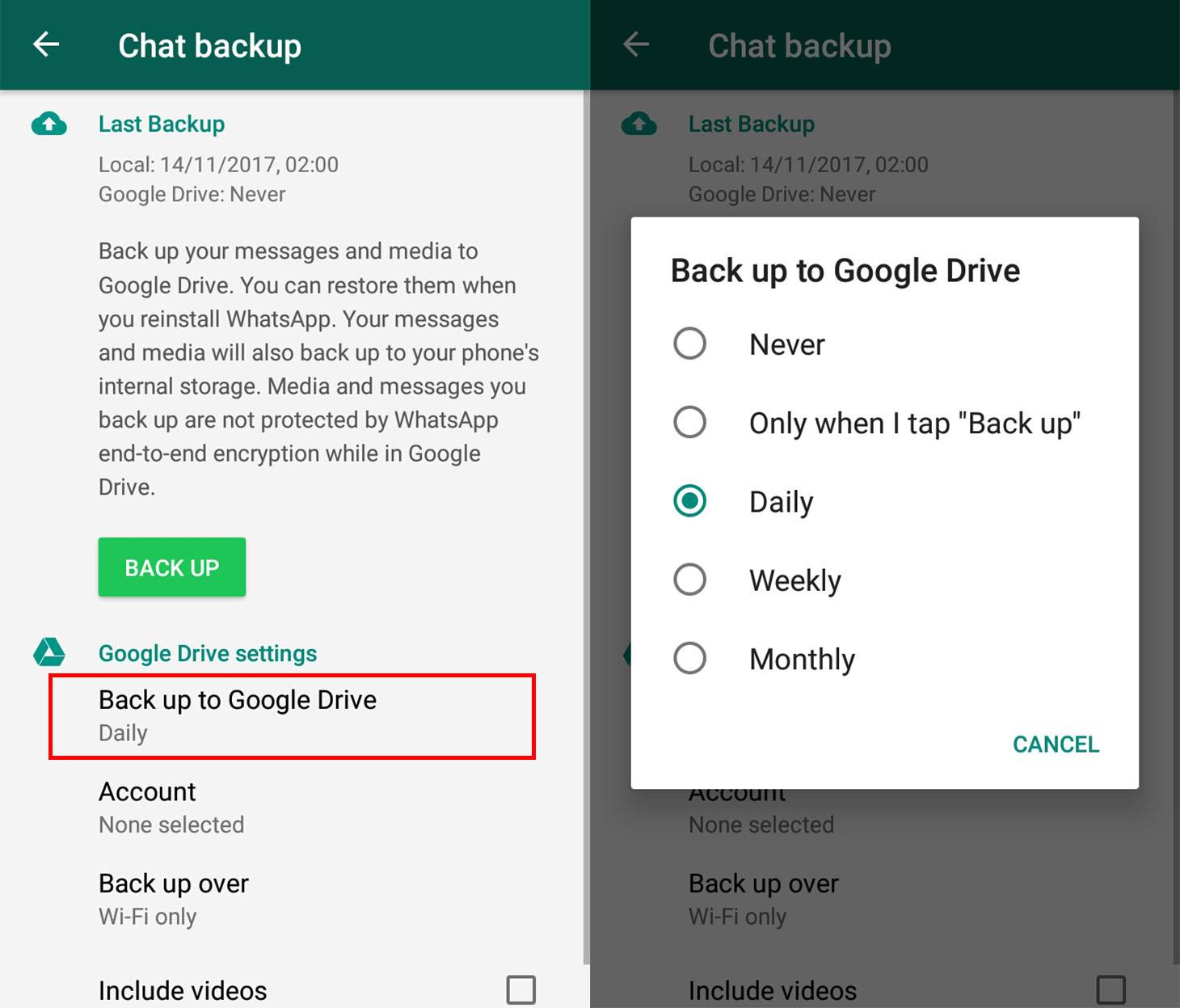 whatsapp chat backup