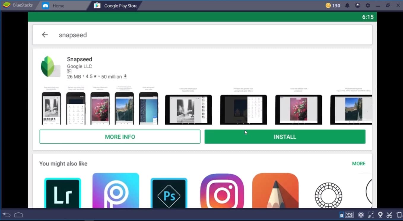 Bluestacks Snapseed 3