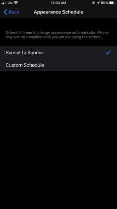 custom schedule iOS 13