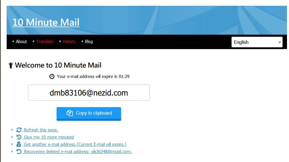 10 Minutes Mail Temporary email