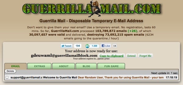 Guerrillamail fake email generator