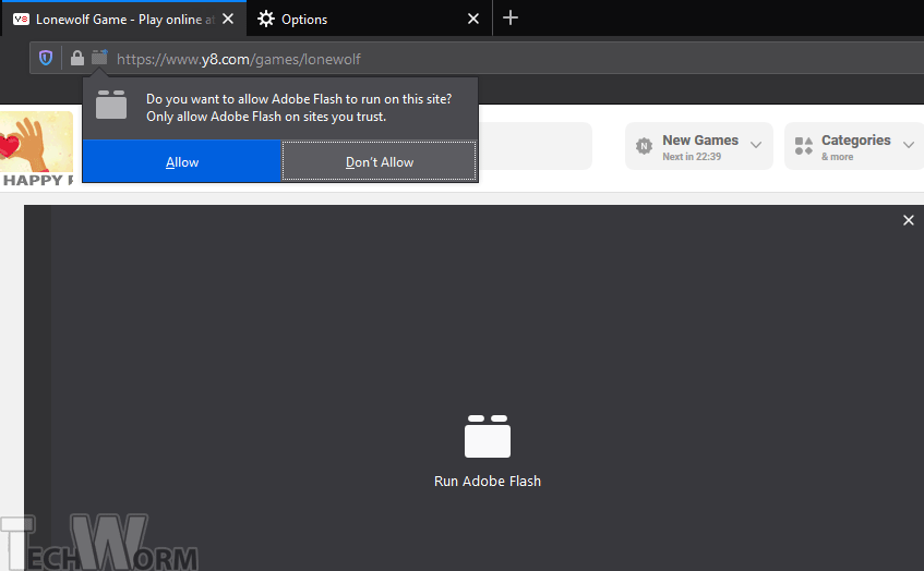 Firefox settings for Flash